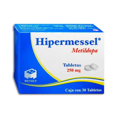 Hipermessel (Metildopa)250 mg Caja con 30 Tabletas