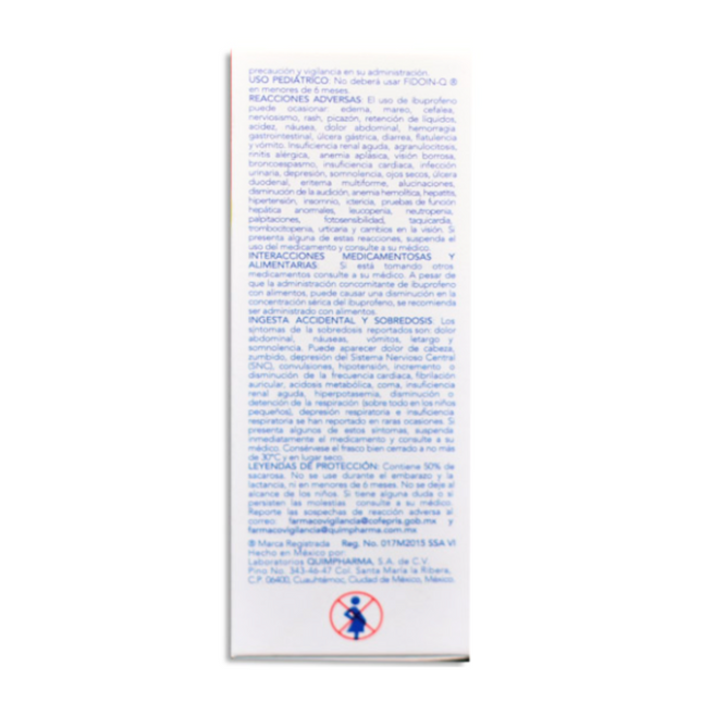 Fidoin Q (Ibuprofeno) Infantil 2 g/ 100 mL Caja con Frasco con 120 mL