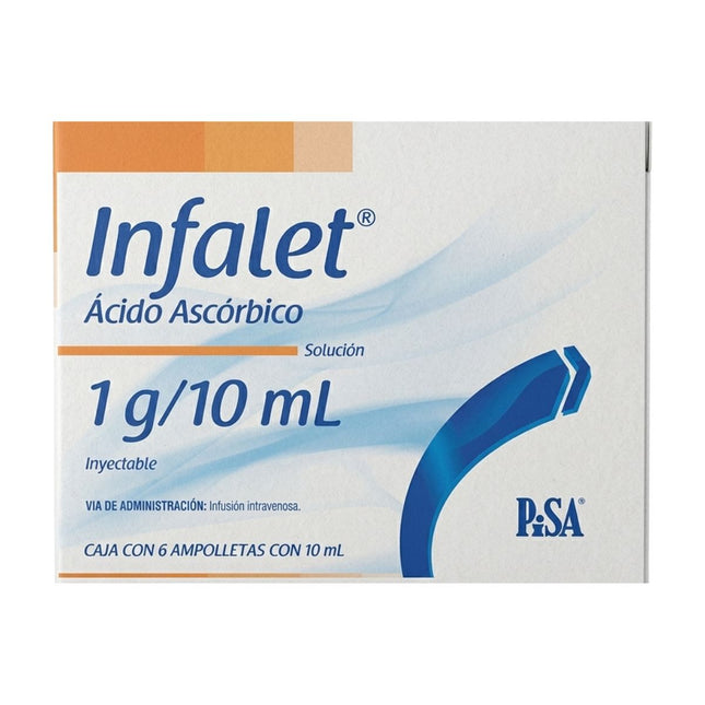 Infalet (Ácido Ascórbico) 1 g / 10 ml Caja con 6 ampolletas