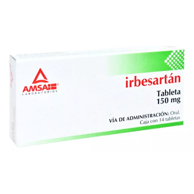 Irbesartan 150 mg caja con 14 Tabletas