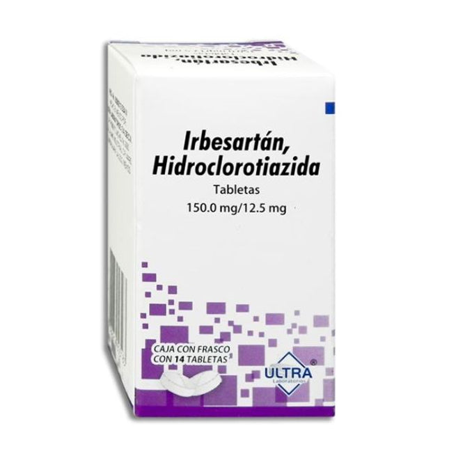 Irbesartán / Hidroclorotiazida 150 mg / 12.5 mg Caja con 14 Tabletas