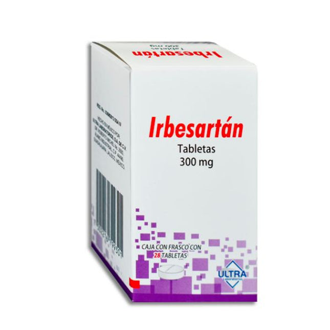 Irbesartán 300 mg Caja con 28 Tabletas