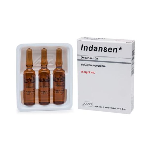 Indansen (Ondansetron) 8mg/4 ml Caja con 3 Ámpulas Inyectables