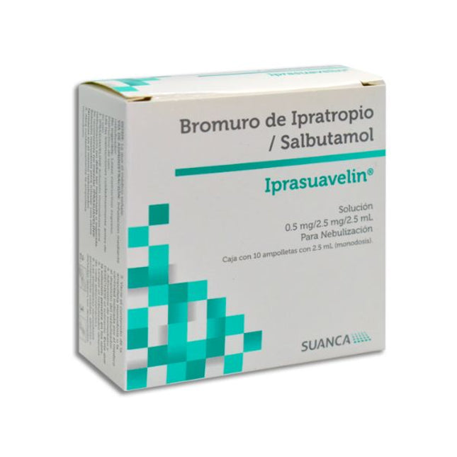 Bromuro de Ipatropio/Salbutamol (0.5mg/2.5mg/2.5ml) Caja con 10 Ámpulas De 2.5 ml