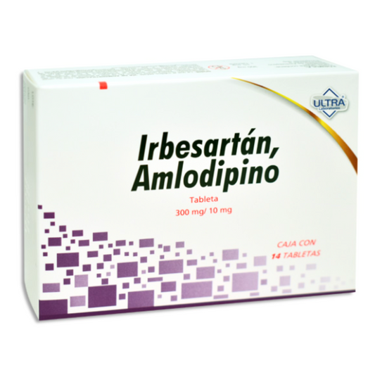 Irbesartan 10 mg Amlodipino 300 mg caja con 14 Tabletas