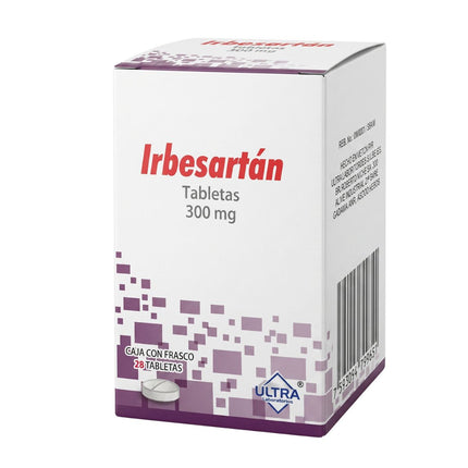 Irbesartán 300 mg Caja con 28 Tabletas