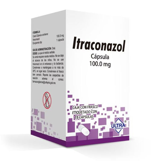 Itraconazol 100 mg Caja con 15 Cápsulas