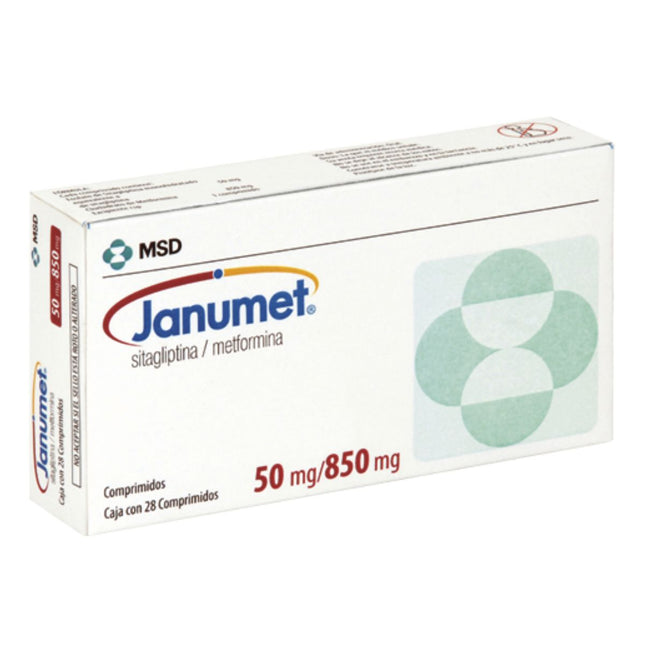 Janumet (Sitagliptina 50 mg / Metformina 850 mg) Caja con 28 Tabletas