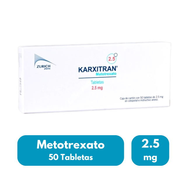 Karxitran (Metotrexato) de 2.5 mg Caja Con 50 Tabletas | Zurich Pharma