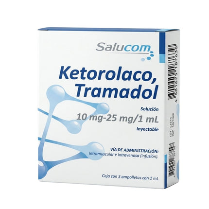 Ketorolaco Tramadol 10 mg/25 mg Caja con 3 Ampolletas con 1 mL