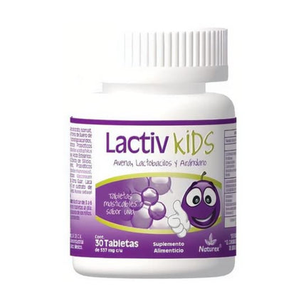 Lactiv KIDS (Lactobacilos 333 M UFC, Vitamina C 15 mg, Vitamina D2 1.7 ug) Frasco con 30 Tabletas
