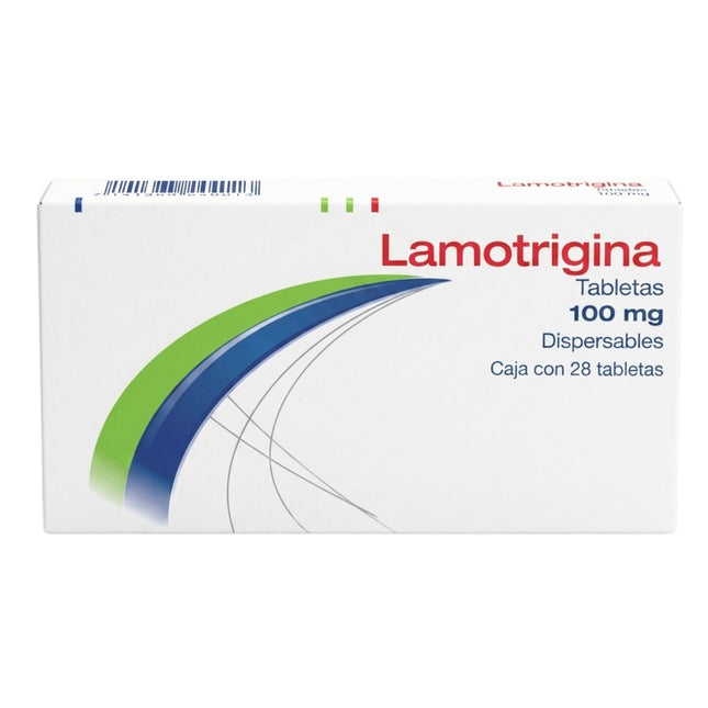 Lamotrigina 100 mg Dispersable Caja con 28 Tabletas