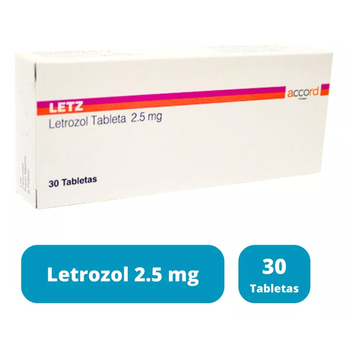 Letz (Letrozol) 2.5 mg Caja con 30 Tabletas