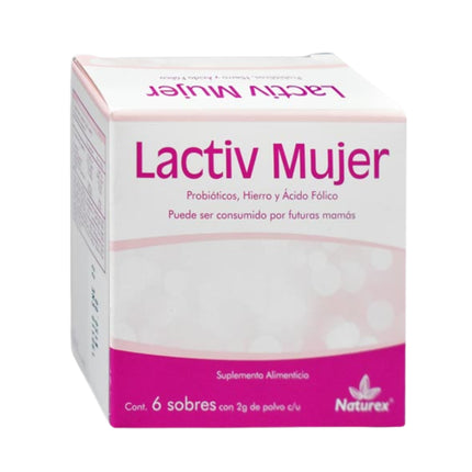 Lactiv Mujer (Acido Folico 20 mg, Hierro 900 mg, Lactobacillus plantarum 1.3695 M UFC) Caja con 6 Sobres