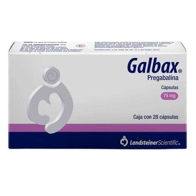 Galbax (Pregabalina) 75 mg Caja con 28 Cápsulas
