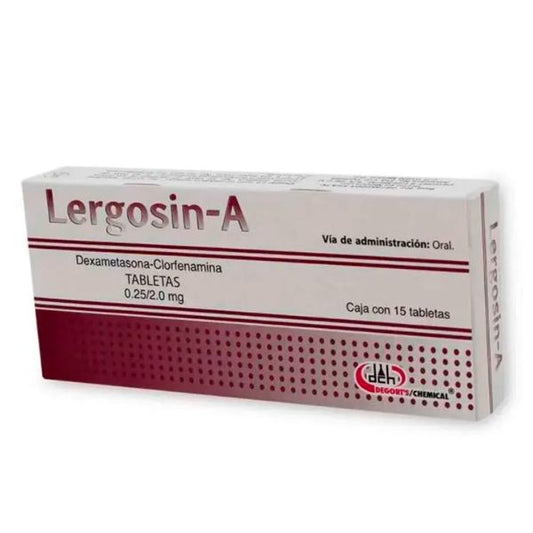 Lergosin-A (Dexametasona / Maleato de Cloranfenamina) Caja con 15 Tabletas