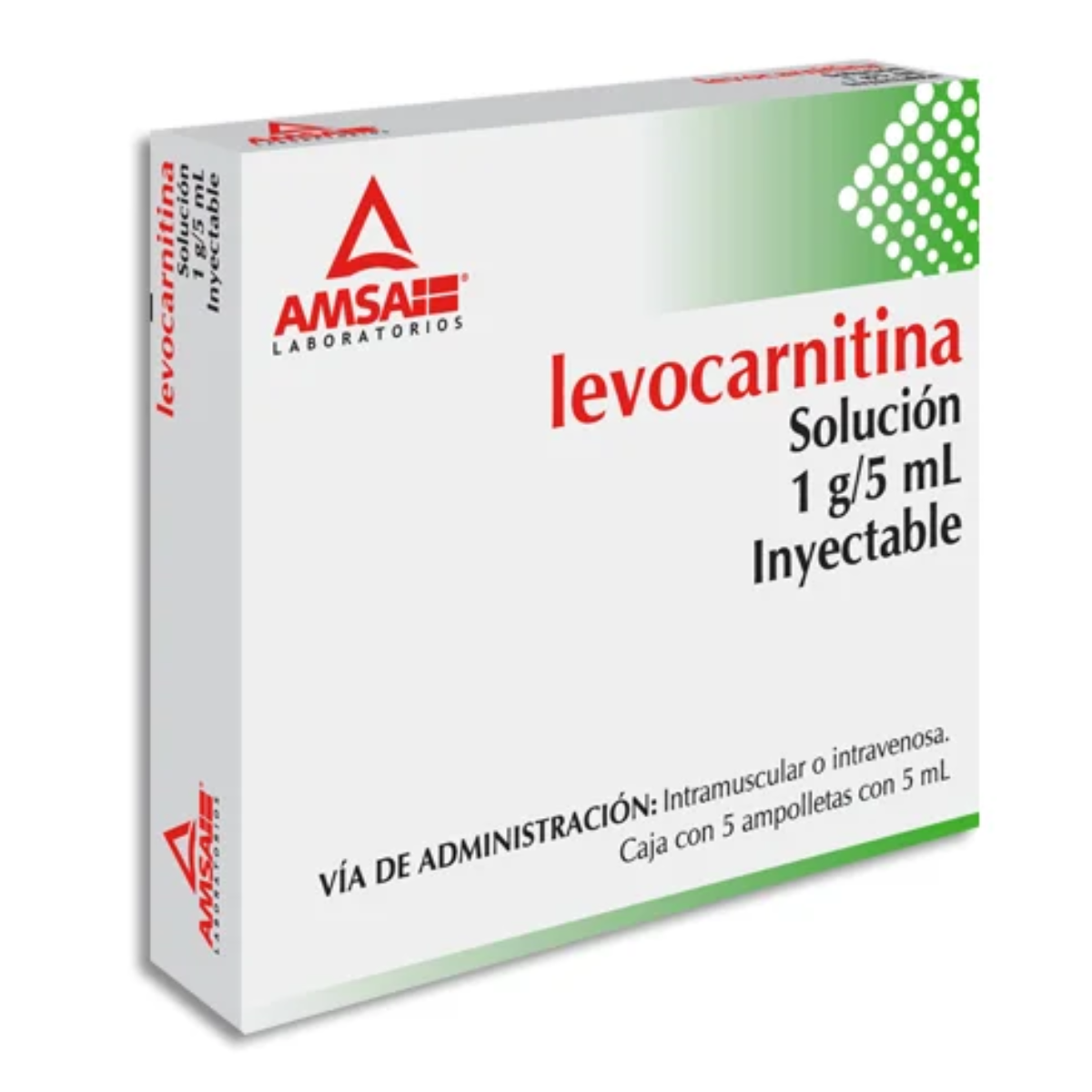 Levocarnitina 1 g/5 ml Caja con 5 Ampolletas Inyectables