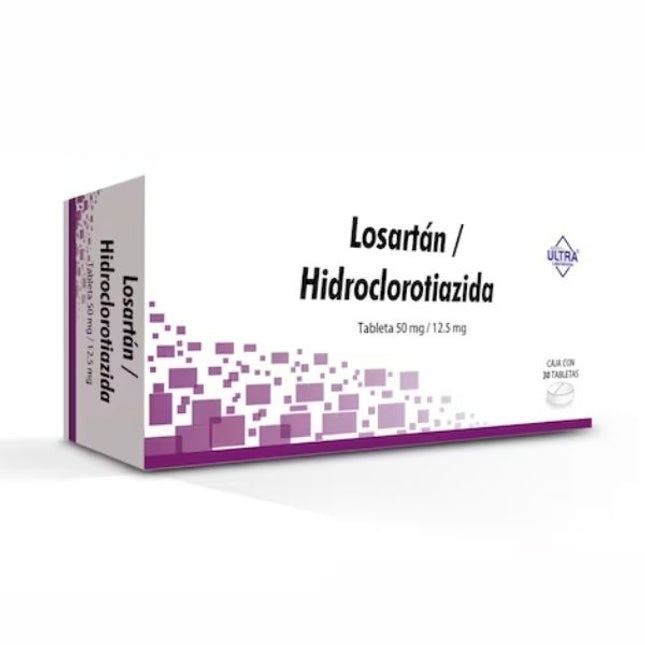 Losartan/Hidroclorotiazida 50 mg/12.5 mg Caja con 30 Tabletas