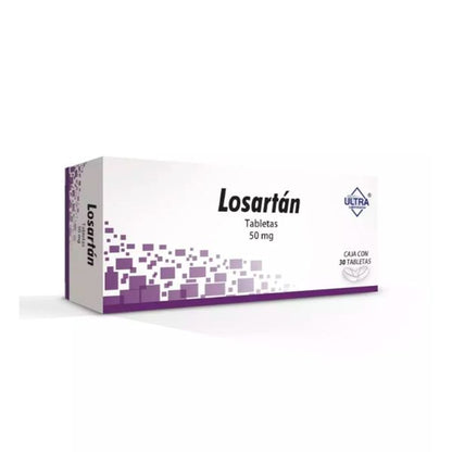 Losartán 50 mg Caja con 30 Tabletas