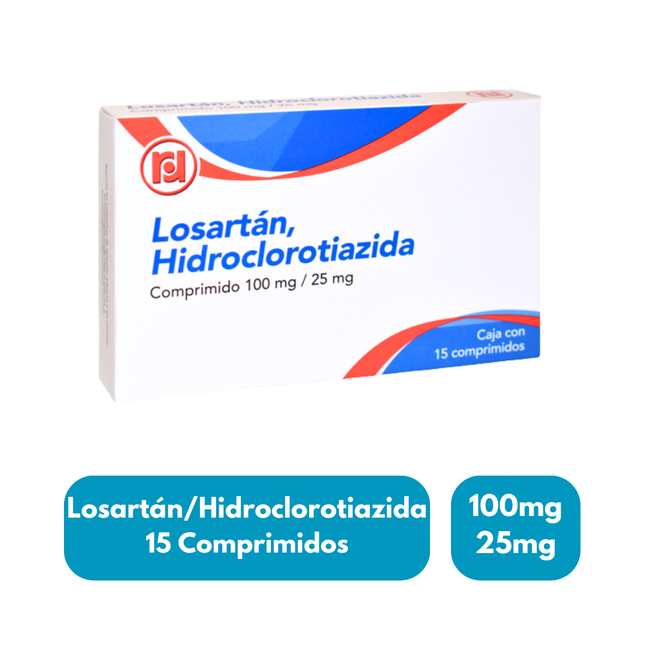 Losartán/Hidroclorotiazida 100mg/25mg Caja con 15 comprimidos | Randall