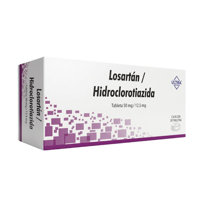 Losartan/Hidroclorotiazida 50 mg/12.5 mg Caja con 30 Tabletas