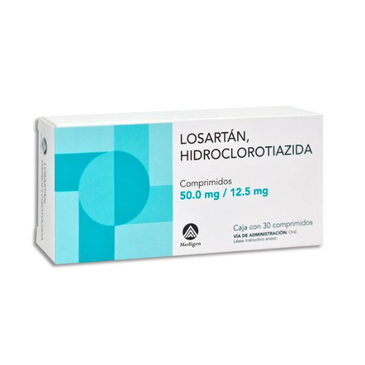 Losartan/Hidroclorotiazida 50 mg/12.5 mg Caja con 30 Tabletas