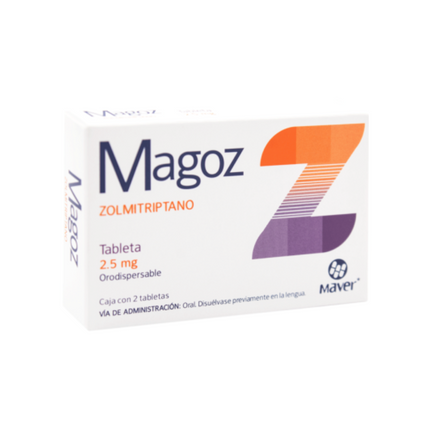 Magoz (Zolmitriptano) 2.5 mg Caja con 2 Tabletas Orodispensables