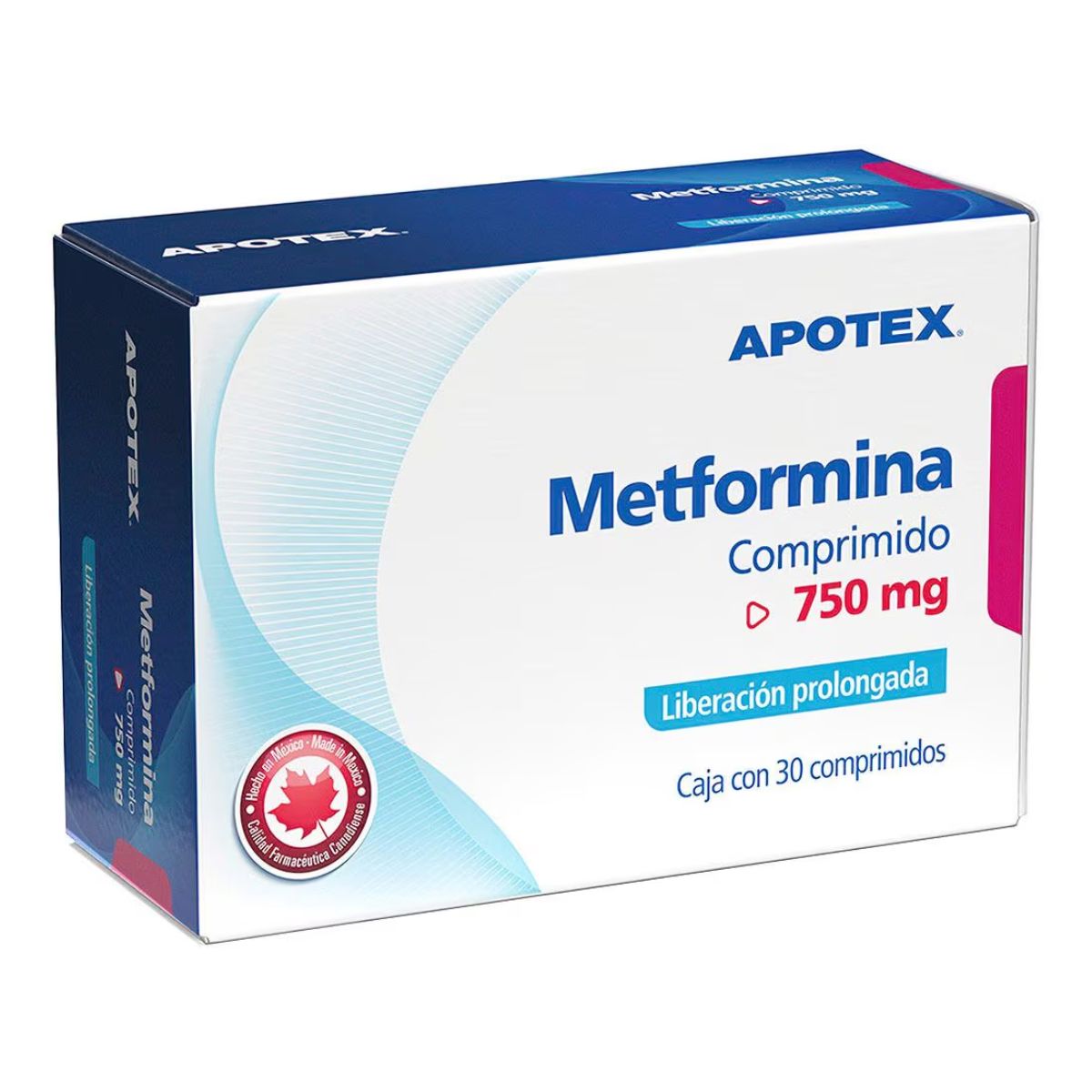 Metformina 750 mg Caja con 30 Tabletas Liberación Prolongada