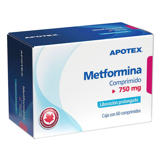 Metformina 750 mg Caja con 60 Tabletas Liberación Prolongada