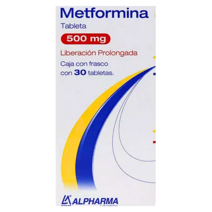 Metformina 500 mg 30 Tabletas Liberación Prolongada