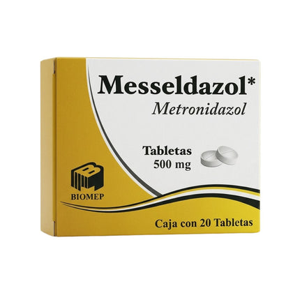 Messeldazol (Metronidazol) 500 mg Caja con 20 Tabletas