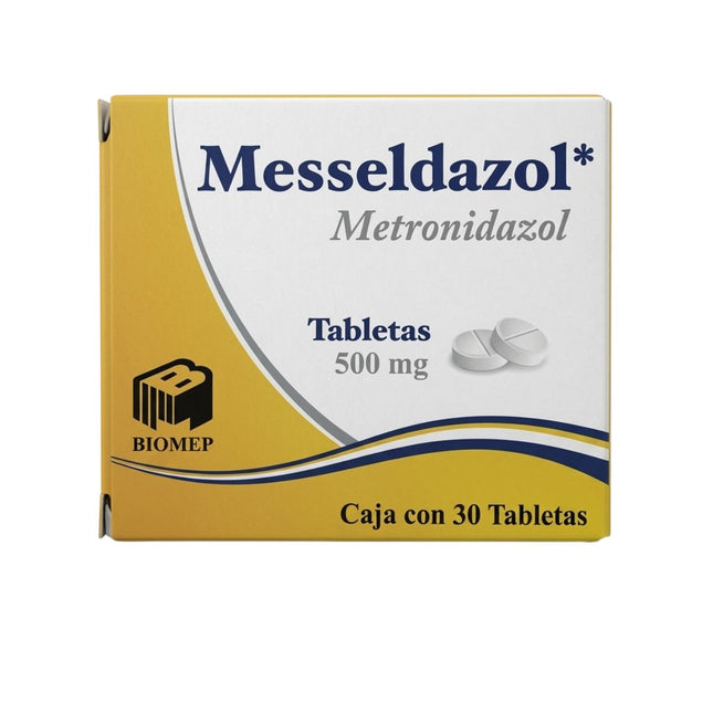 Messeldazol (Metronidazol) 500 mg Caja con 30 Tabletas