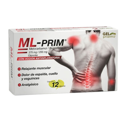 Ml Prim (Ibuprofeno 200 mg, Metocarbamol 375 mg) Caja con 12 Cápsulas Gel