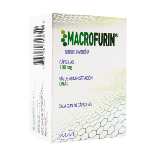 Macrofurin (Nitrofurantoina) 100 mg Caja con 40 Cápsulas