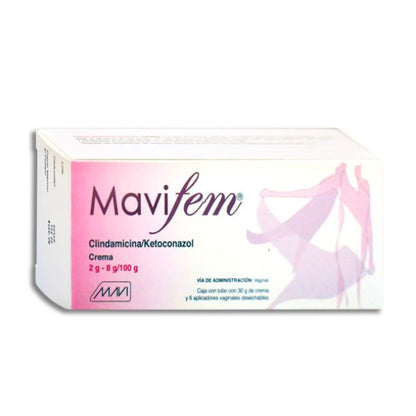 Mavifem (Clindamicina/Ketoconazol) 2g/8g/100g Caja con Tubo de 30 g de Crema