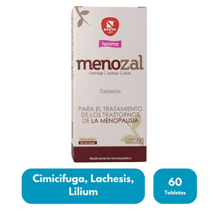 Menozal (Auxiliar en el Tratamiento de la Menopausia) Caja con 60 Tabletas| Nartex