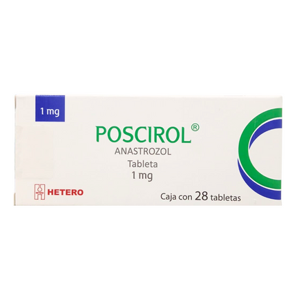 Poscirol  (Anastrozol) 1 mg Caja con 28 Tabletas Hetero Laboratorios