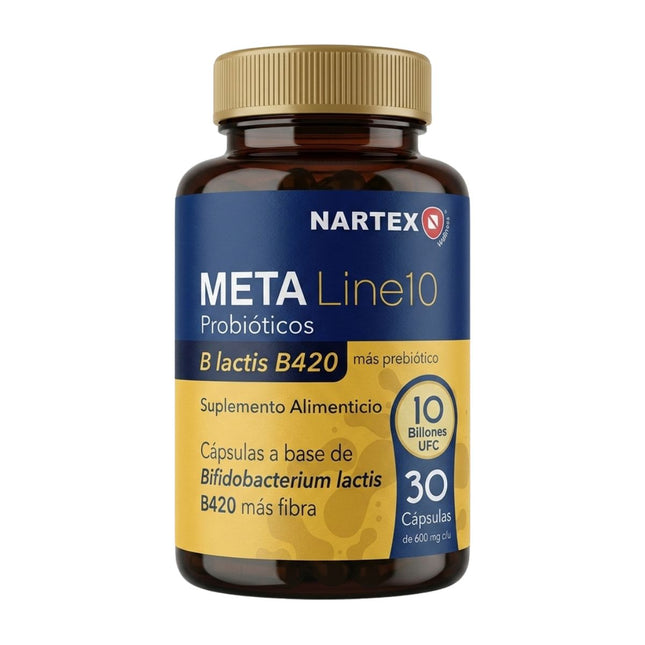 Meta Line 10 Probióticos (Bifidobacterium Lactis B420) Frasco con 30 Cápsulas