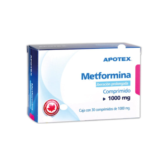 Metformina 1000 mg Liberación Prolongada Caja 30 Comprimidos Apotex Laboratorios