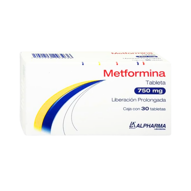 Metformina 750 mg Caja con 30 Tabletas Alpharma