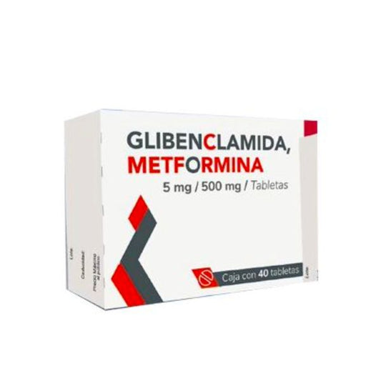 Metformina/Glibenclamida 500 mg/5 mg Caja con 40 Tabletas