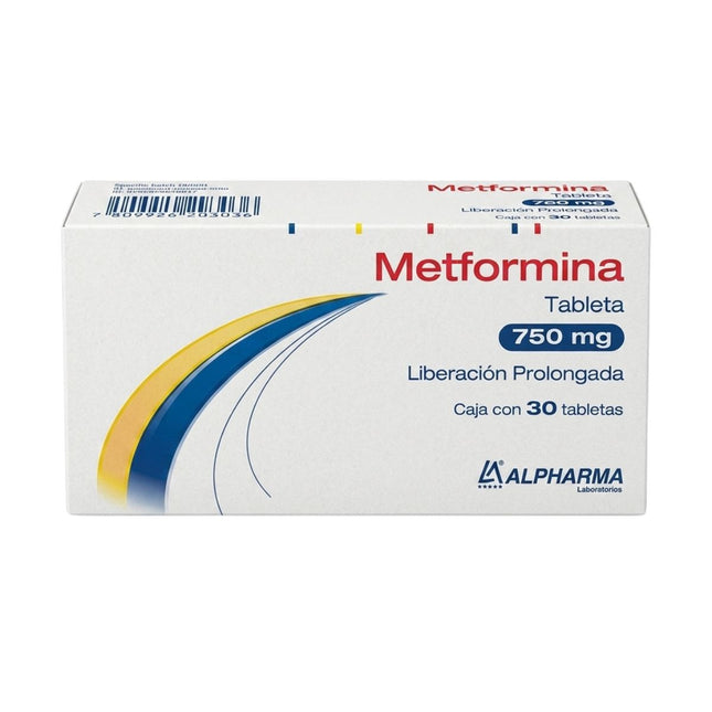 Metformina 750 mg Caja con 30 Tabletas