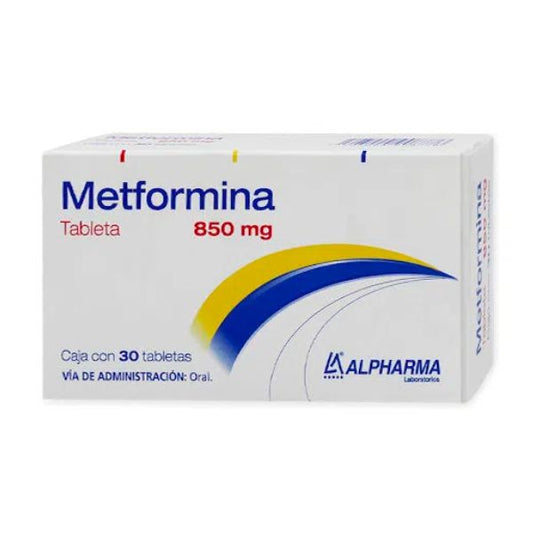 Metformina 850 mg Caja con 30 Tabletas