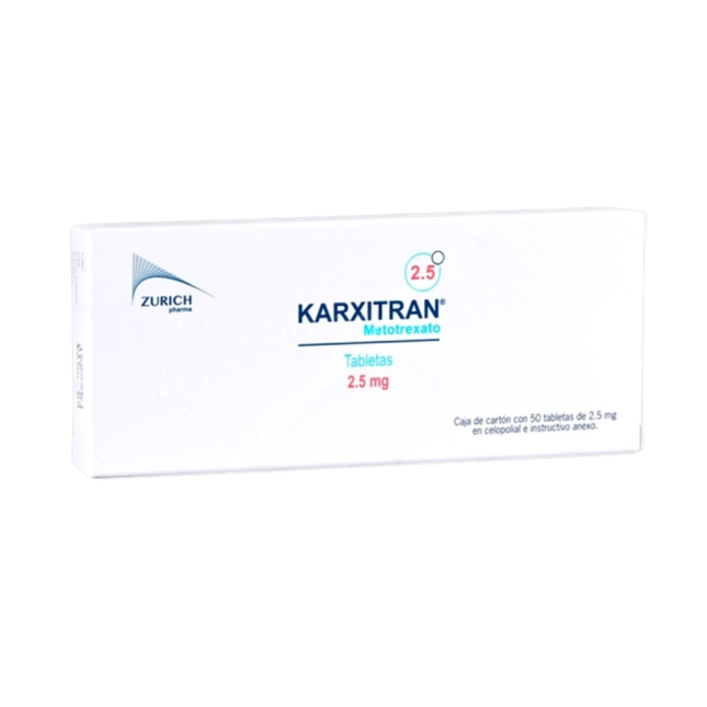 Karxitran (Metotrexato) de 2.5 mg Caja Con 50 Tabletas | Zurich Pharma