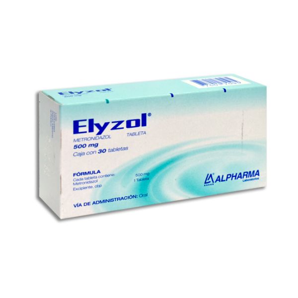 Elyzol (Metronidazol) 500 mg Caja con 30 Tabletas