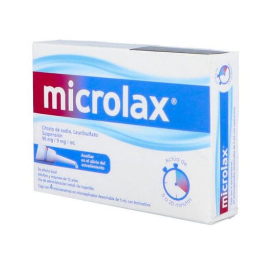 Microlax Caja con 4 Enemas de 5 ml con Microaplicador Desechable