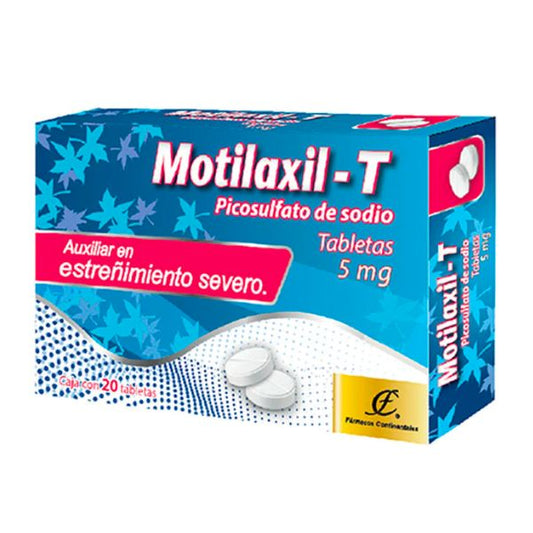 Motilaxil-T (Picosulfato de Sodio) 5 mg Caja con 20 Tabletas