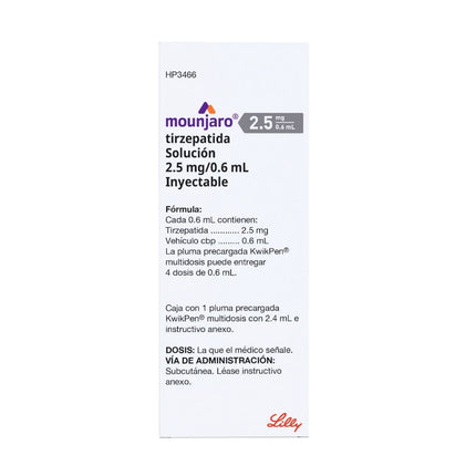 Mounjaro 2.5 mg / 0.6 mL con 3 mL KwikPen Pluma Precargada