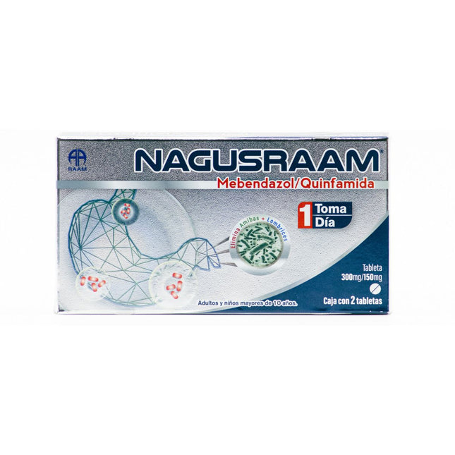 Nagusraam (Mebendazol / Quinfamida) Caja Con 2 Tabletas