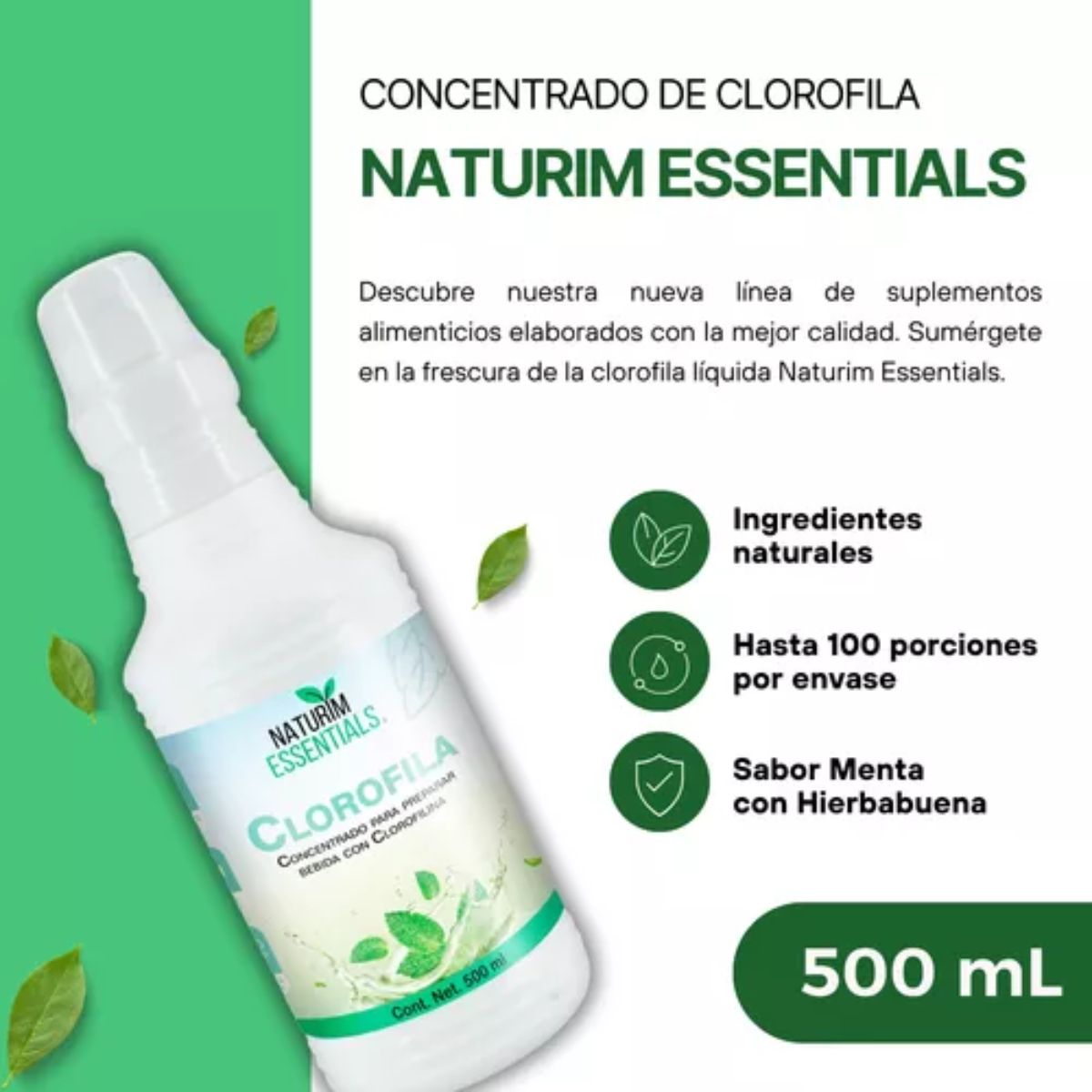 Clorofila Frasco con 500 ml Naturim Essentials